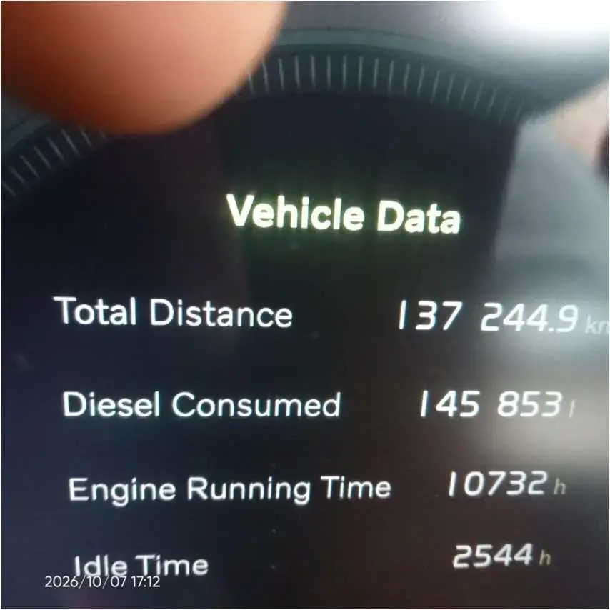 Volvo FMX 400 6x4 2023: Hour meter on the dashboard